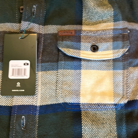 Orvis heavy weight, flannel shirt, size XL colors, blue navy off-white green NWT - Picture 5 of 9